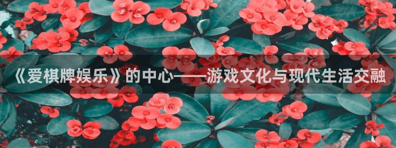 威廉希尔(williamhill)4开户：《爱棋牌娱乐》的中心——游戏文化与现代